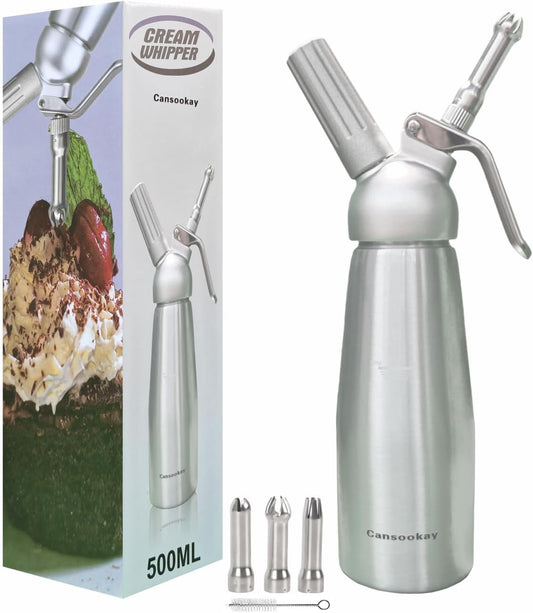 Cansookay silver 500 mL whipped cream dispenser and accessories - product gallery image 7