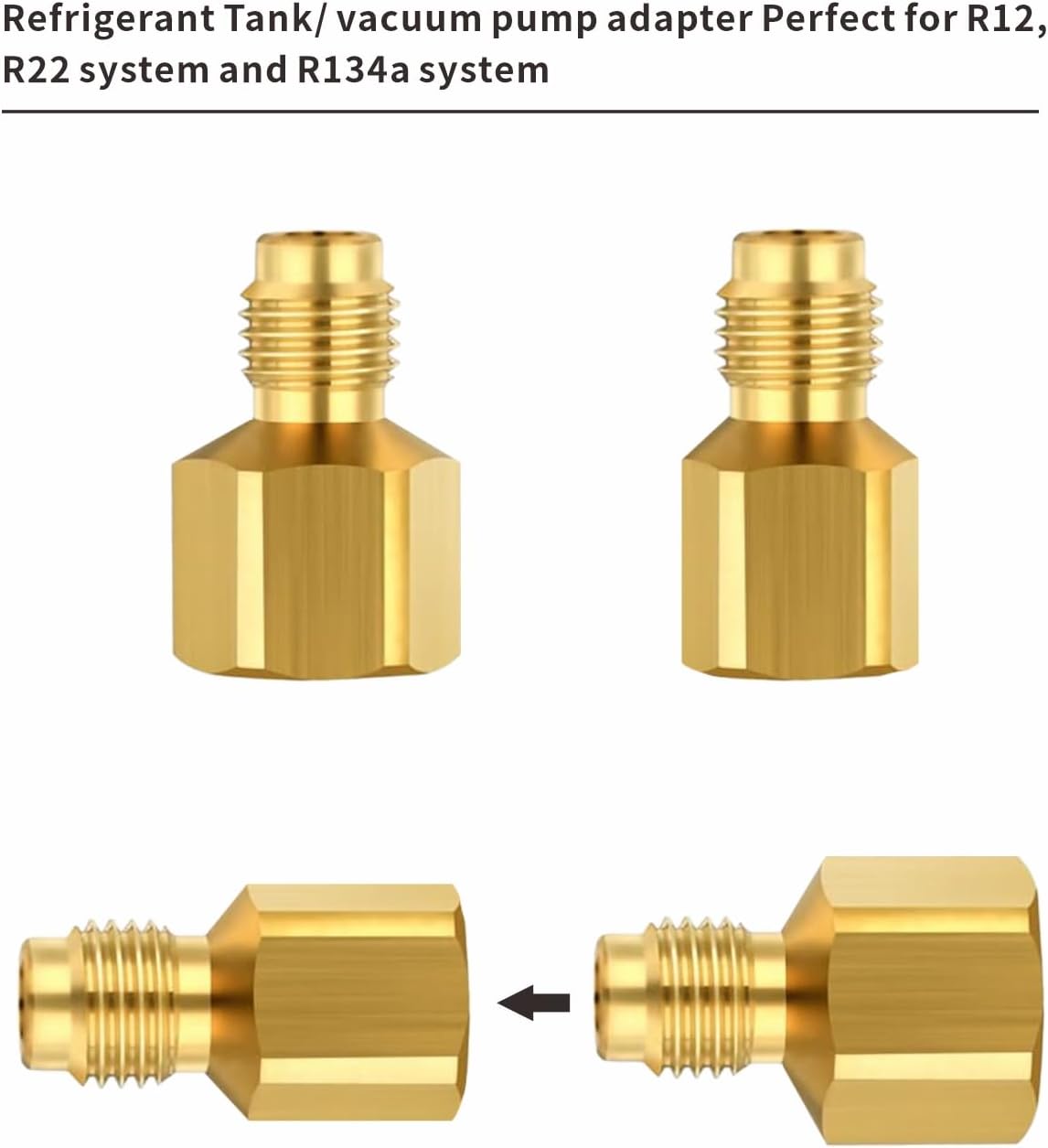 Cansookay eight-piece brass HVAC refrigerant adapter kit - product gallery photo 5