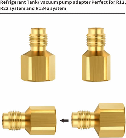 Cansookay eight-piece brass HVAC refrigerant adapter kit - product gallery photo 5