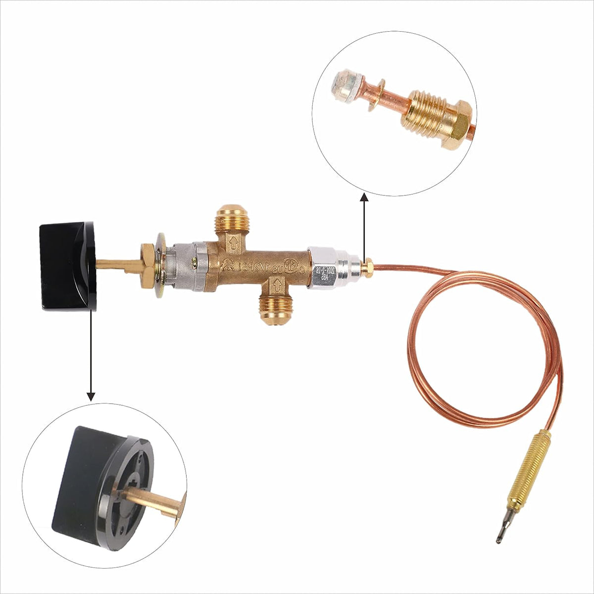 Cansookay brass propane gas valve with thermocouple and control knob - product gallery image 4