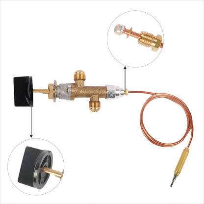 Cansookay brass propane gas valve with thermocouple and control knob - product gallery image 4