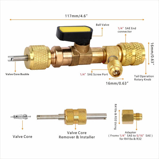Cansookay HVAC SAE valve core remover tool kit and replacement cores - product gallery image 3