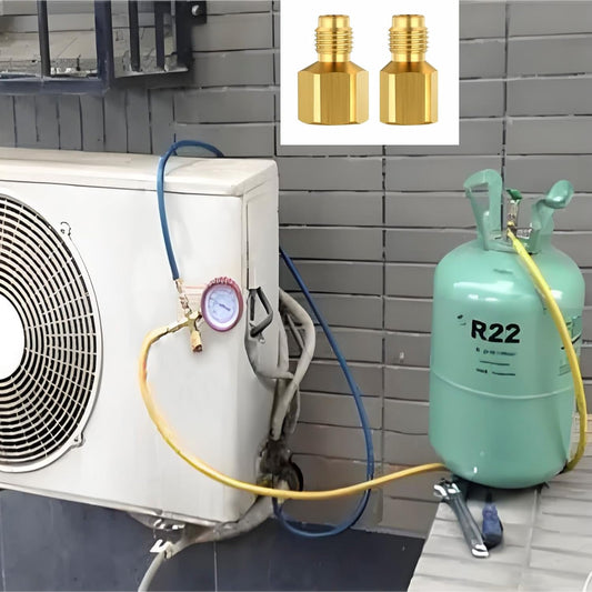 Cansookay eight-piece brass HVAC refrigerant adapter kit - product gallery photo 2